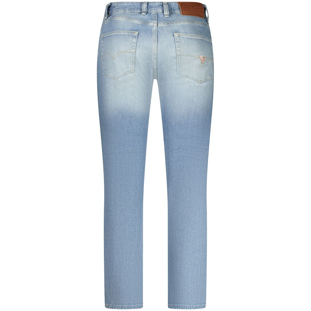Jeans by Guess Jeans for men in stretch denim cotton blue & signature features a polished silhouette with a polished slim, reaching a polished long and finished with a polished .