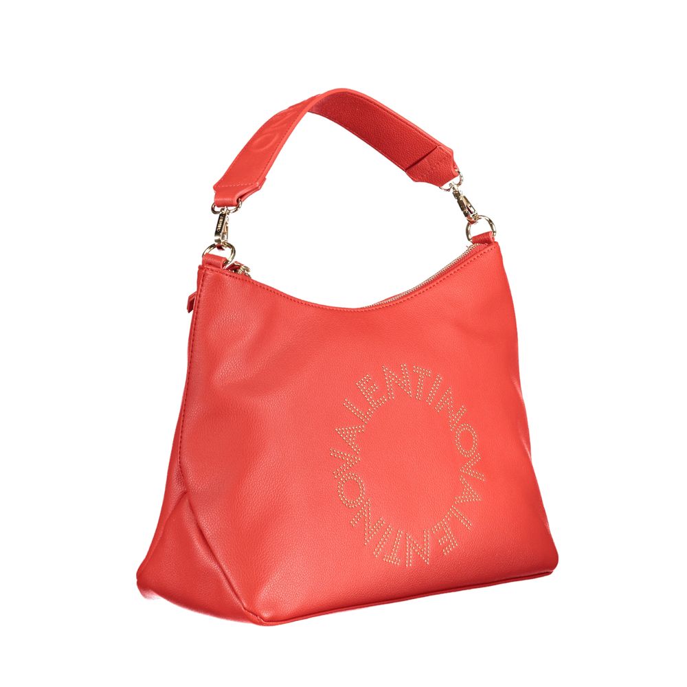 Valentino Bags Red Faux Leather Studded Logo Hobo Handbag