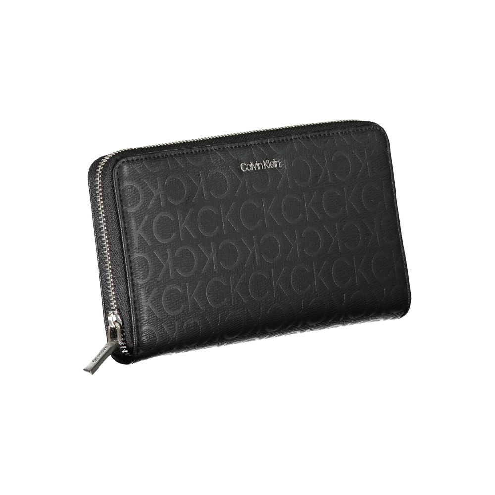 Calvin Klein Black Sleek Designer Three-Compartment Wallet
