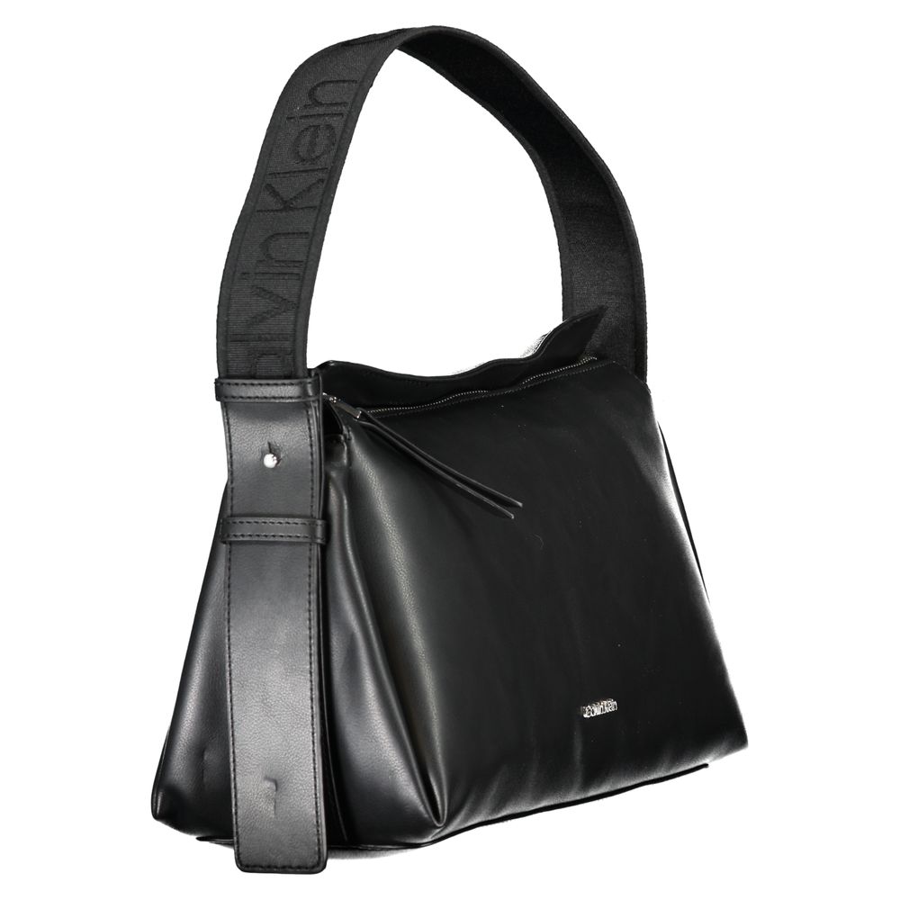 Calvin Klein Black Polyester Leather Effect Shoulder Handbag