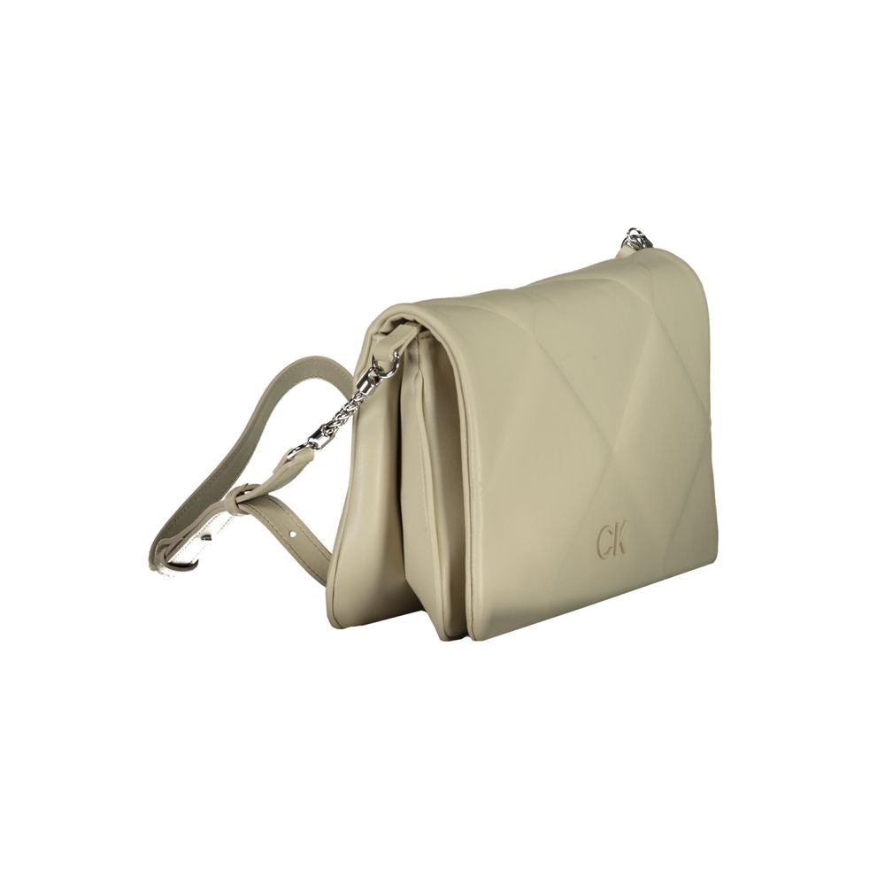 Calvin Klein Beige Leather Effect Crossbody Handbag