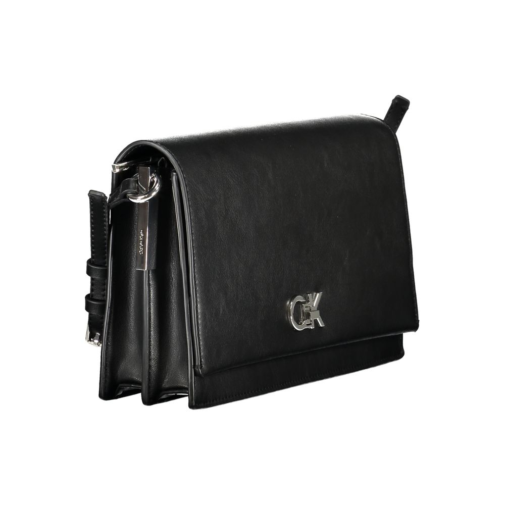 Calvin Klein Polyester Polyethylene Faux Leather Handbag - Black