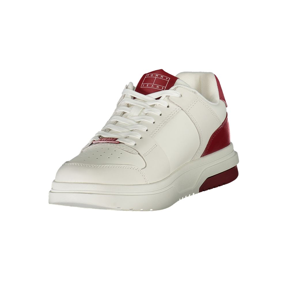 Sneakers by Tommy Hilfiger for men in polyester polyethylene leather red features an sumptuous silhouette, showcasing the premium Men's Casual Polyester Polyethylene Leather Sneakers in a sumptuous casual style that offers a sumptuous finish for refined style.