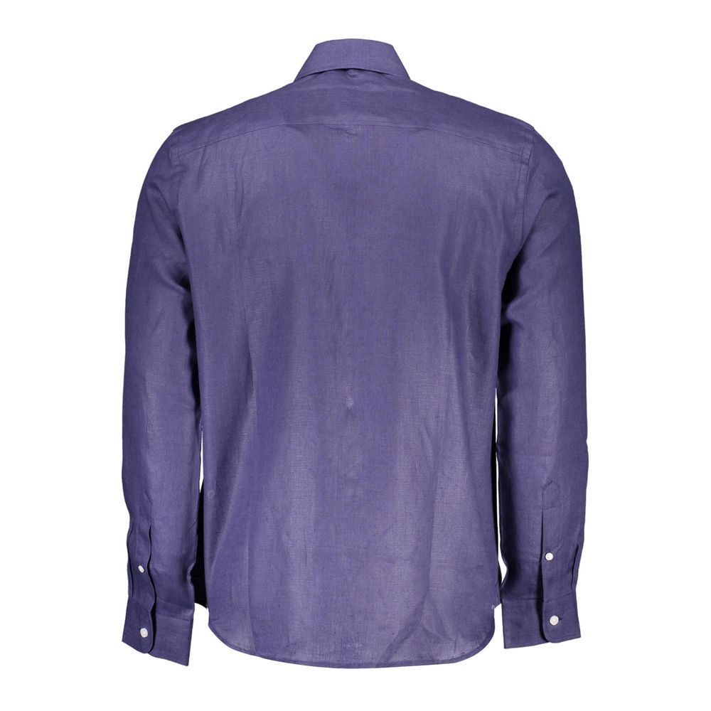 Shirt by North Sails for men in linen blue features an polished silhouette, showcasing a sophisticated and detail for a truly polished finish.