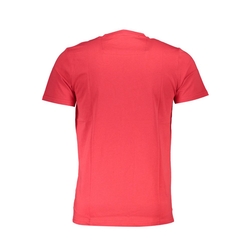 T-Shirt by Cavalli Class for men in cotton red & print showcases a dramatic silhouette, elegantly detailed with a dramatic and for a truly dramatic finish.