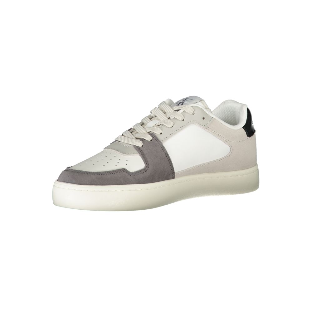 Athletic Sneakers by Calvin Klein for men in polyester polyethylene leather black, gray, green & white features an stately silhouette, showcasing the signature athletic style of the Men's Athletic Polyester Polyethylene Leather Sneakers collection with a truly stately finish.