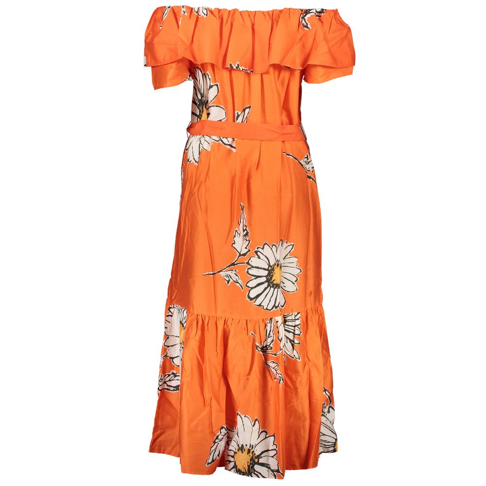 Desigual Women's Short-Sleeve Wide Neck Cotton Dress - Orange Patterned