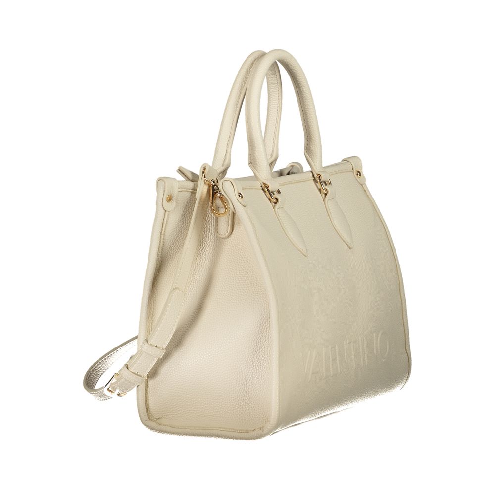 Handbag by Mario Valentino for women in polyethylene beige presents a ornamental silhouette, showcasing a secure zipper, ample internal-pockets, and versatile shoulder-strap, handle & adjustable-strap for a ornamental finish.