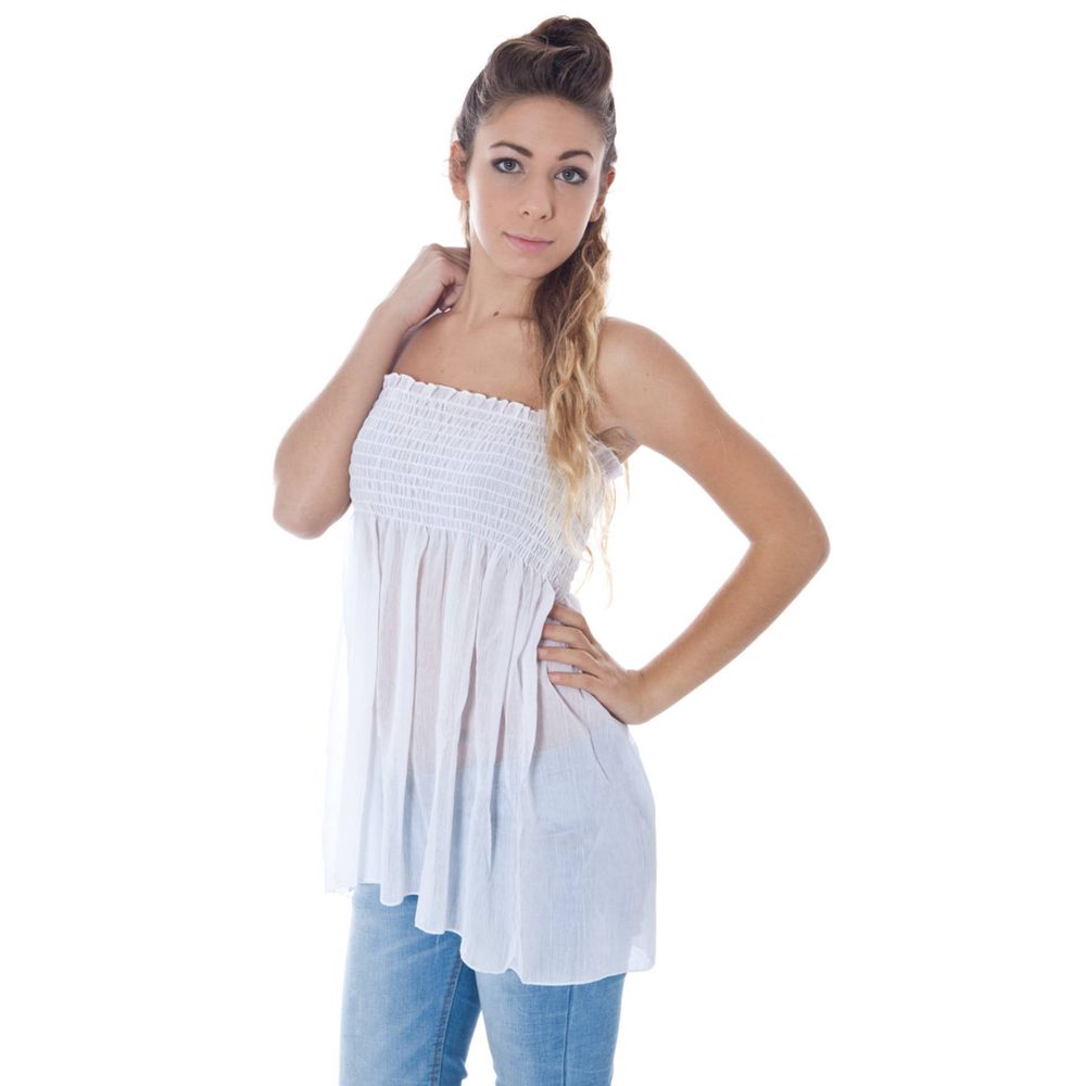 White Polyester Sleeveless Tank Top