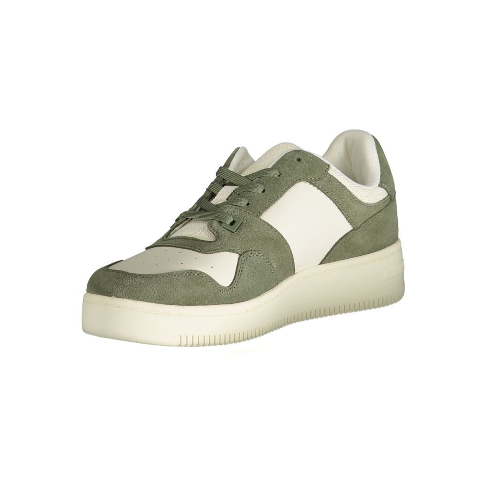 Sneakers by Tommy Hilfiger for men in polyester green presents a sumptuous silhouette from the Men's Fashion Polyester Sneakers collection, showcasing a sumptuous fashion style for an elevated aesthetic.
