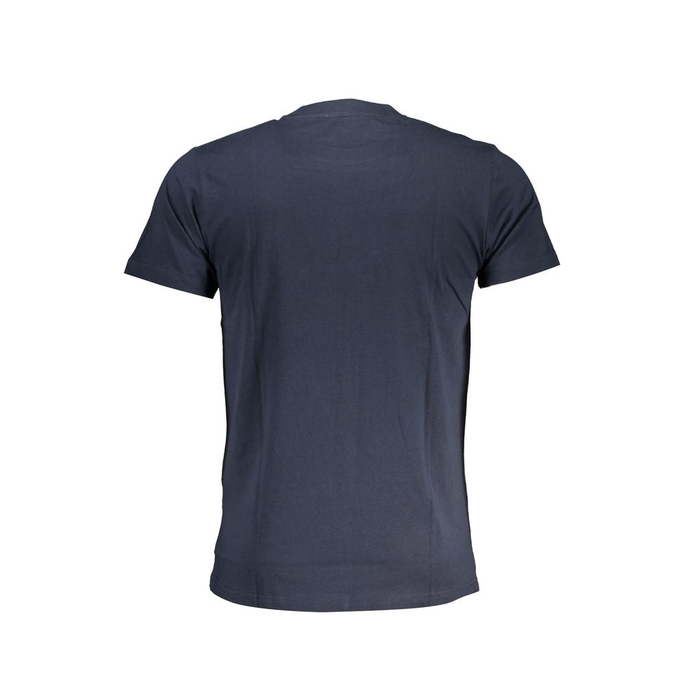 T-Shirt by Cavalli Class for men in cotton blue, signature & print showcases a fashionable silhouette, elegantly detailed with a fashionable and crew neckline for a sophisticated, high-fashion look.