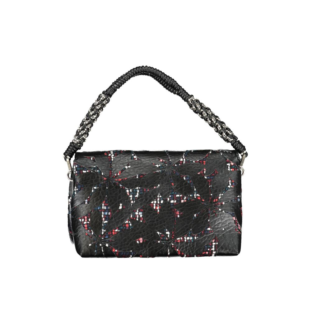 Desigual Black Die-Cut Flower Faux Leather Crossbody Handbag