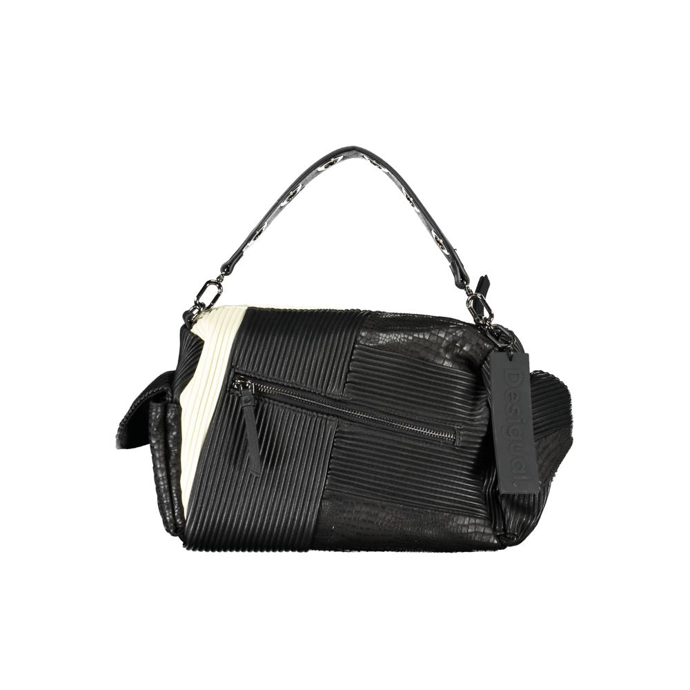 Desigual Faux Leather Convertible Handbag - Black Patchwork