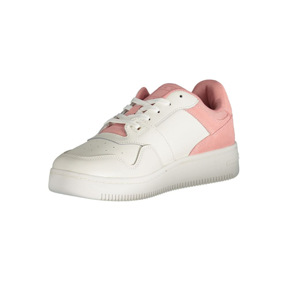 Sneakers by Tommy Hilfiger for women in polyester pink features an opulent silhouette from the Women's Fashion Polyester Sneakers collection, showcasing a signature fashion style with an opulent finish.