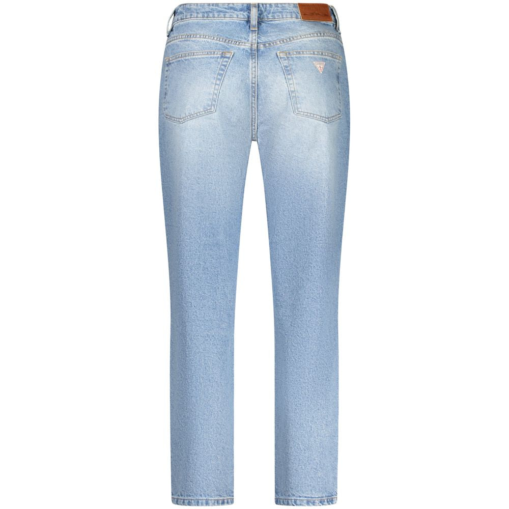 Jeans by Guess Jeans for women in stretch denim cotton light-blue features an sartorial mom and long with a cut for a sartorial finish.