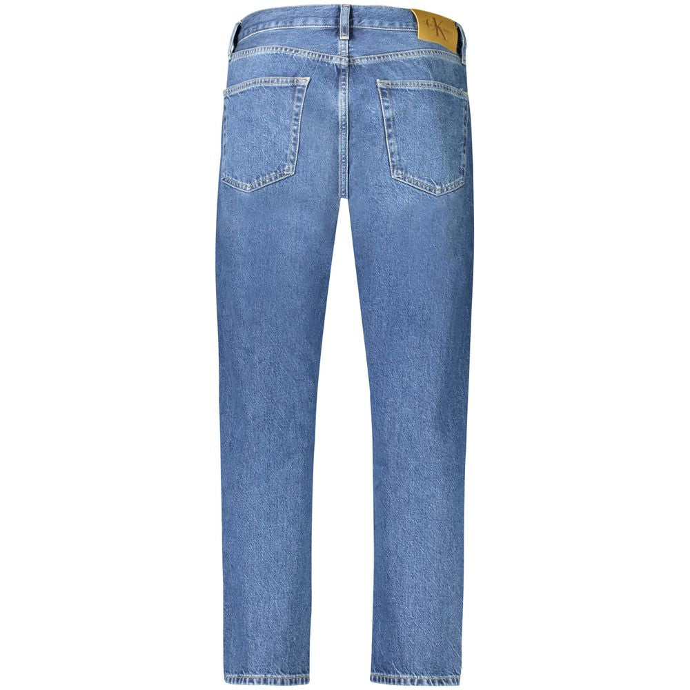 Jeans by Calvin Klein for men in denim cotton blue & signature features a refined silhouette with a refined , defined by a and a refined long for a refined finish.