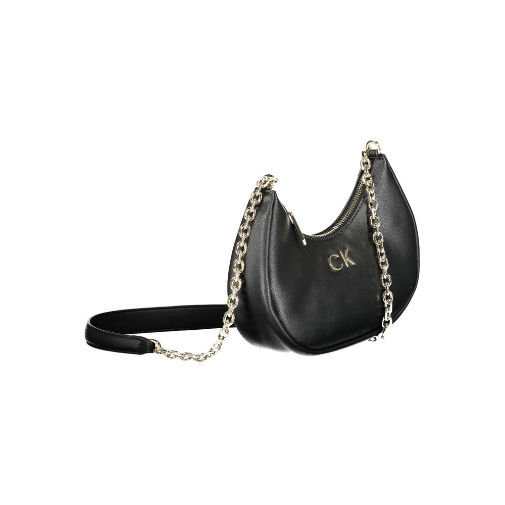 Calvin Klein Black Faux Leather Hobo Handbag