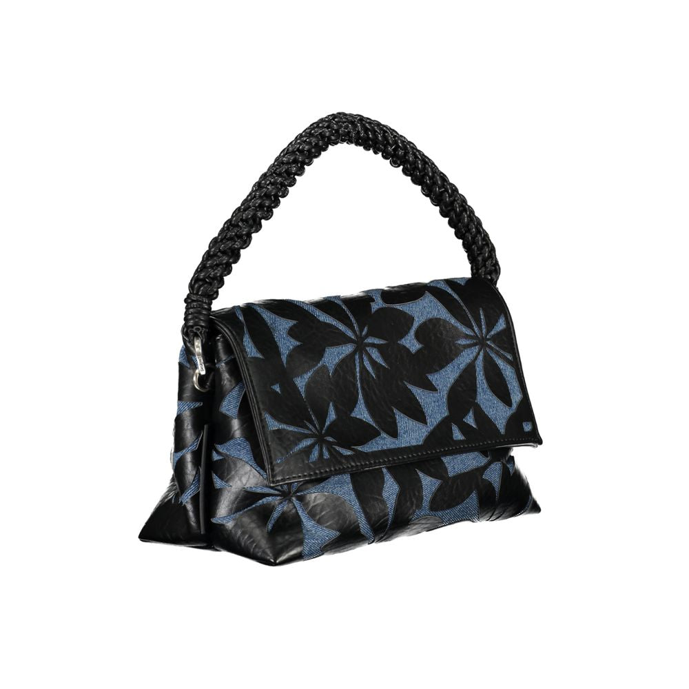 Desigual Black & Blue Denim & Faux Leather Shoulder Handbag