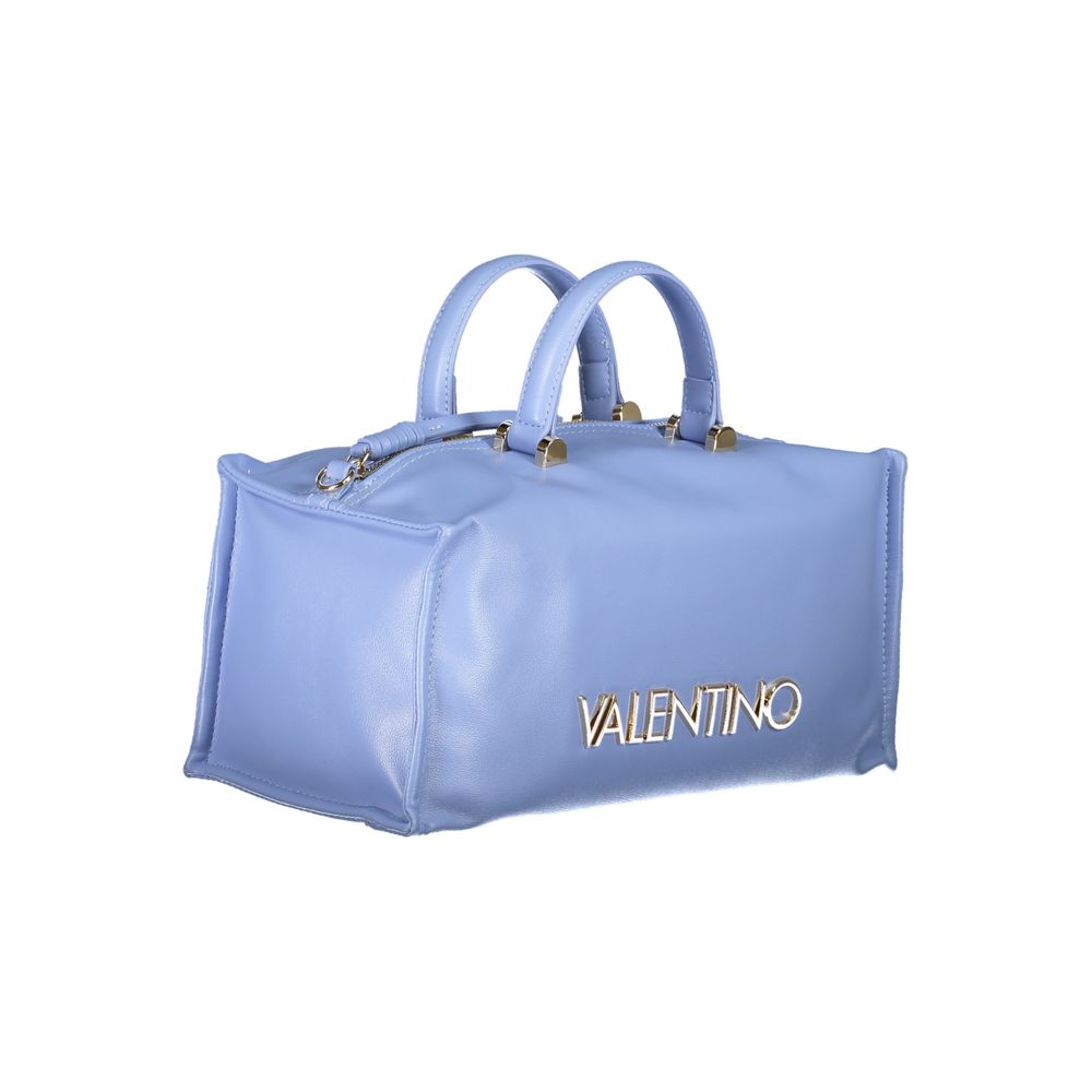 This Handbag by Mario Valentino for women in polyethylene and light-blue presents a sculptural silhouette featuring a secure zipper, ample internal-pockets, and versatile shoulder-strap, adjustable-strap & handle for a sculptural finish.