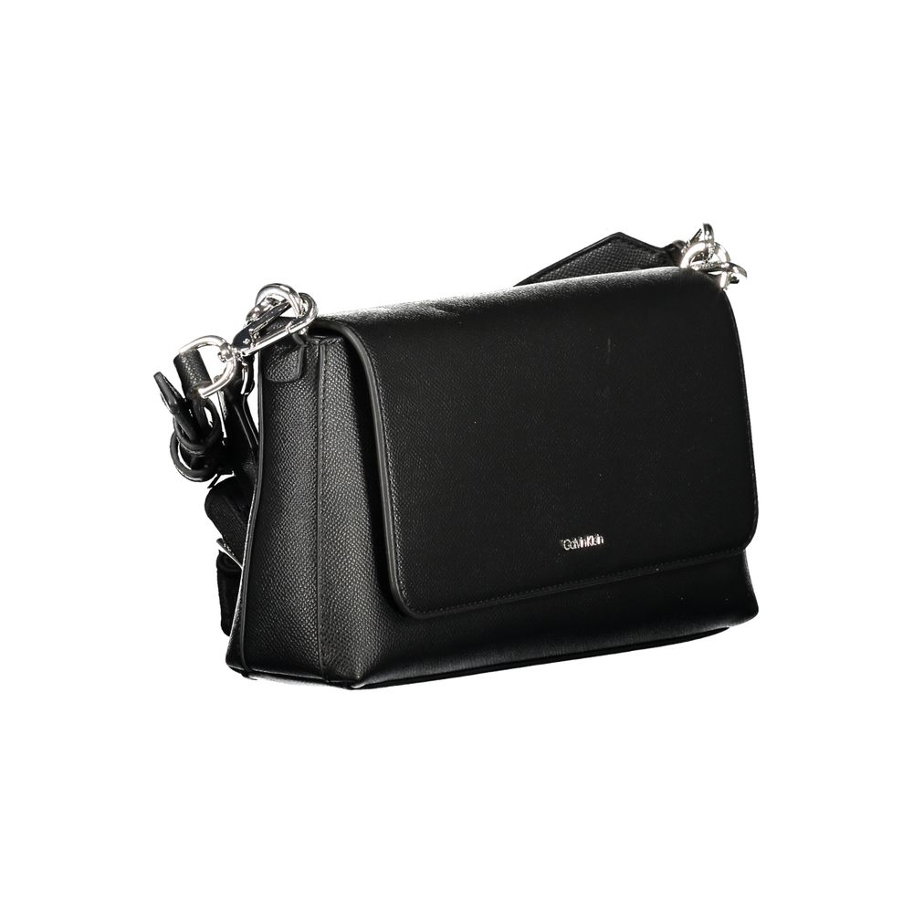 Calvin Klein Black Faux Leather Convertible Handbag