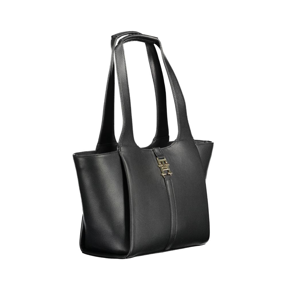 Tommy Hilfiger Black Faux Leather Shopper Handbag