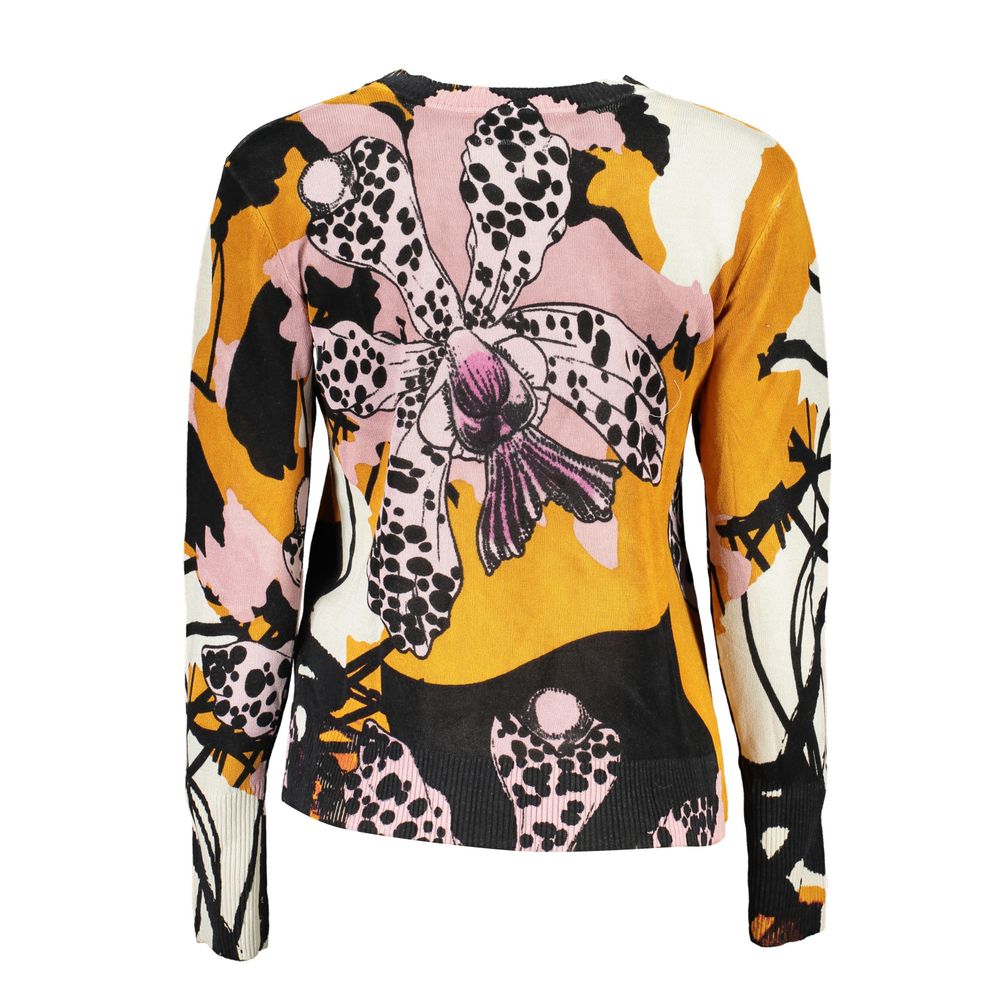Desigual Women's Crew Neck Linen Sweatshirt - Pink Patterned