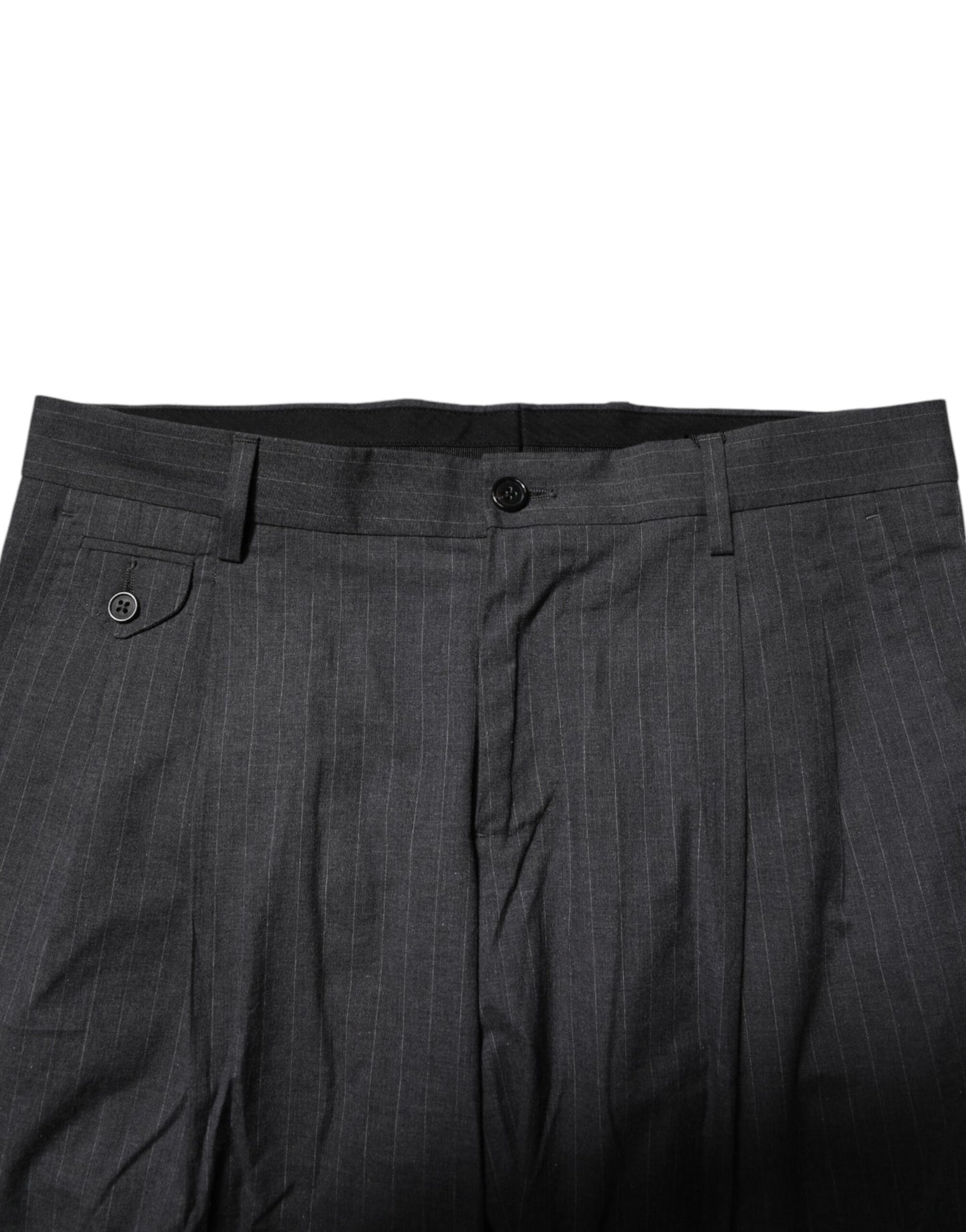 Dolce & Gabbana Gray Striped Cotton Formal Pants
