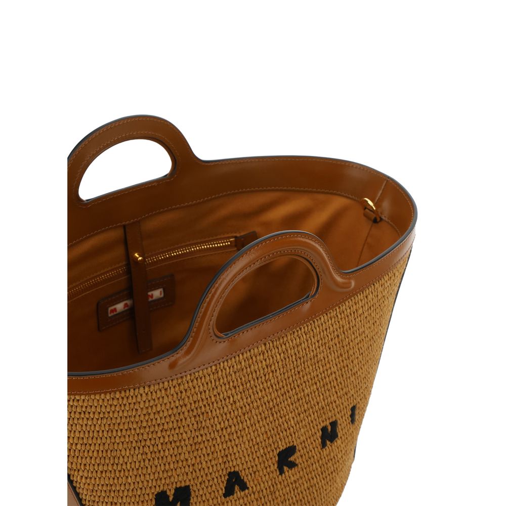 Marni Tropicalia Bos Taurus Calfskin Suede Leather Bucket Shoulder Bag - Brown Monogram