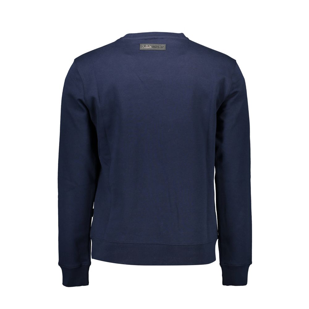 Sweatshirt by Plein Sport for men in cotton polyester blue & signature features an provocated silhouette, detailed with a provocated and a refined for a sophisticated aesthetic.