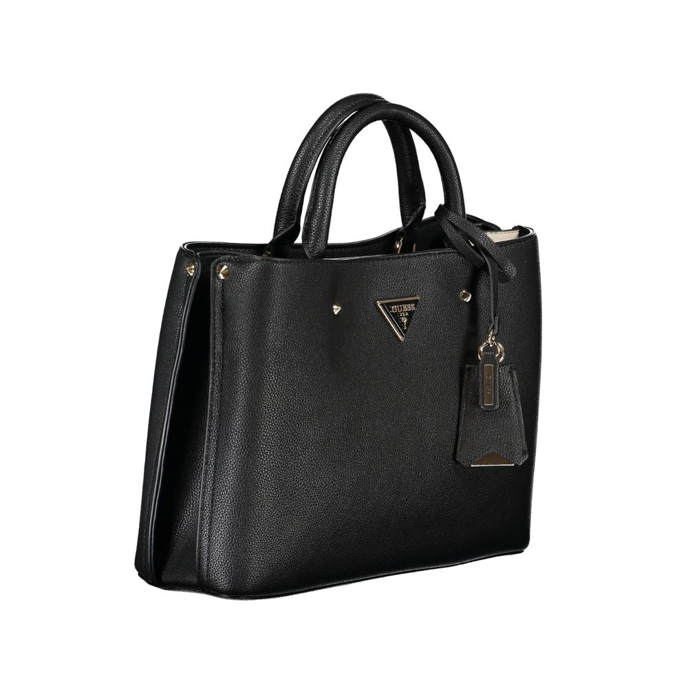 Guess Jeans Meridian Black Faux Leather Tote Handbag