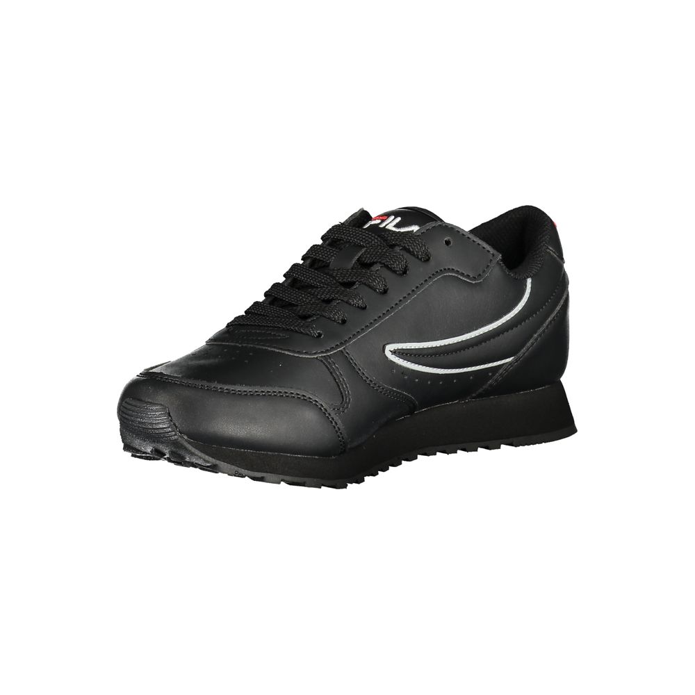 Athletic Sneakers by Fila for women in polyurethane black presents a sleek silhouette, perfectly capturing the athletic style essence of Women's Athletic Polyurethane Sneakers with its sleek design and premium finish.