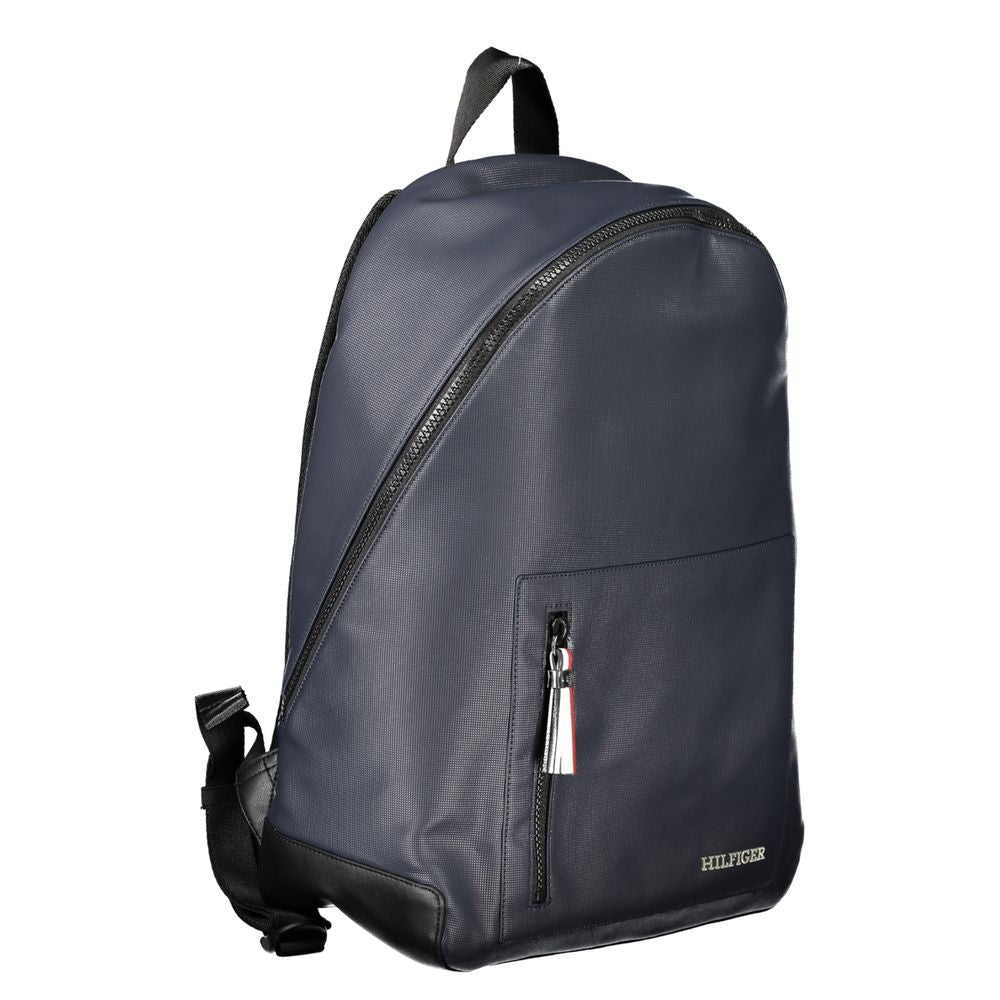 Backpack by Tommy Hilfiger for men in polyethylene blue showcases an architectural Explorer Polyethylene Backpack design, featuring a secure zipper, ample external-pockets & laptop-compartment, and architectural backpack-strap & adjustable-strap for a sophisticated look.