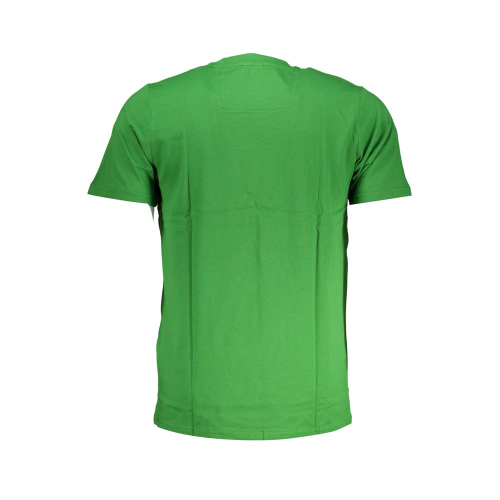 T-Shirt by Cavalli Class for men in cotton green & print showcases a dramatic silhouette, elegantly detailed with a dramatic and for a truly dramatic finish.