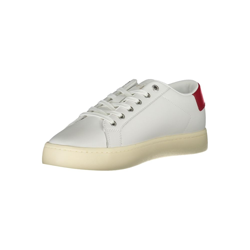 Athletic Sneakers by Calvin Klein for men in polyester polyethylene leather white features an architectural silhouette from the Men's Athletic Polyester Polyethylene Leather Sneakers collection, showcasing a architectural athletic style for a architectural look.