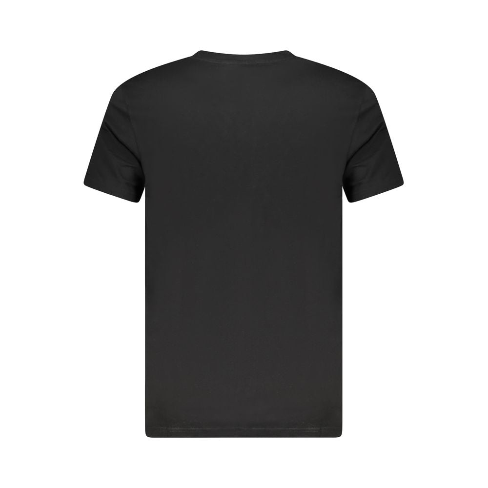 T-Shirt by Cavalli Class for men in cotton black, signature & print showcases a fashionable silhouette, elegantly detailed with a fashionable and crew neckline for a sophisticated, high-fashion look.