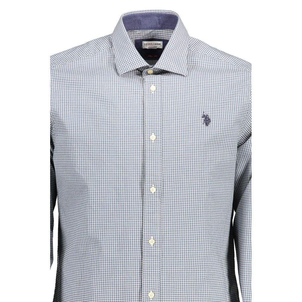 U.S. POLO ASSN. Essence Men's Slim Long-Sleeve Stretch Cotton Polo Shirt - Light Blue