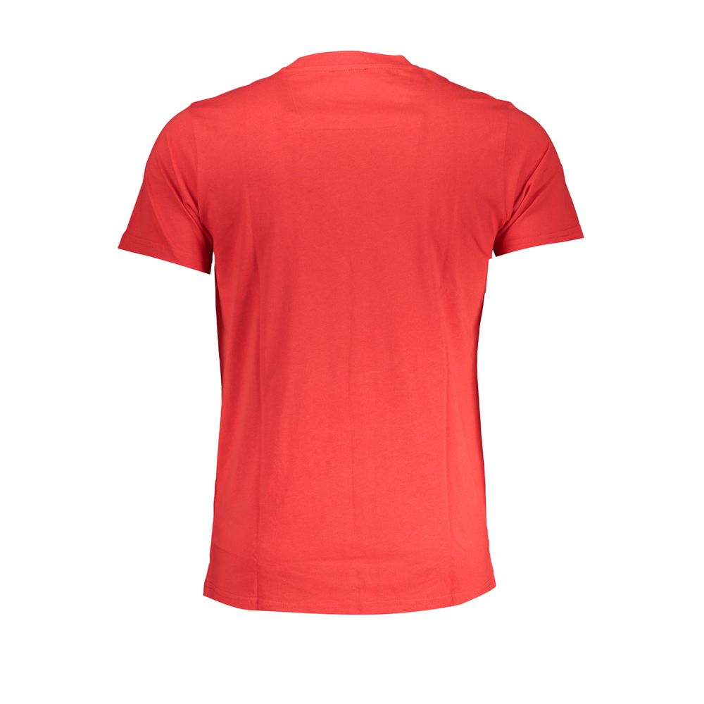 T-Shirt by Cavalli Class for men in cotton red, white & print features a plush silhouette, showcasing a sophisticated and for a truly plush finish.