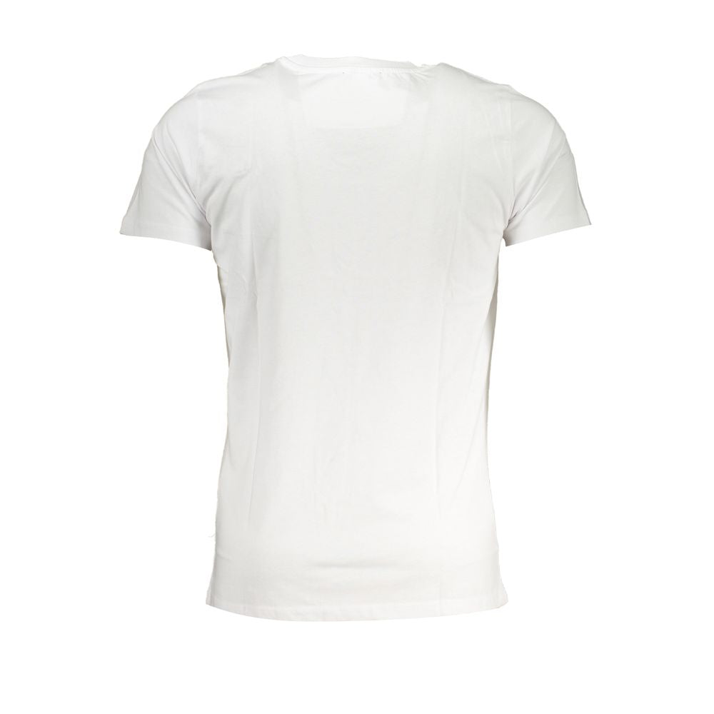 T-Shirt by Cavalli Class for men in cotton white & print showcases a chic silhouette, artfully detailed with a chic crew neckline and for a chic finish.