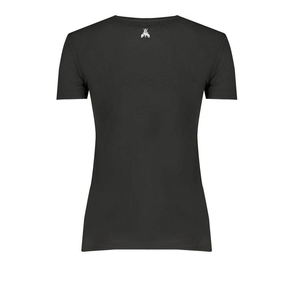 T-Shirt by Patrizia Pepe for women in stretch organic cotton & rhinestone black features a plush silhouette, showcasing a sophisticated and for a truly plush finish.