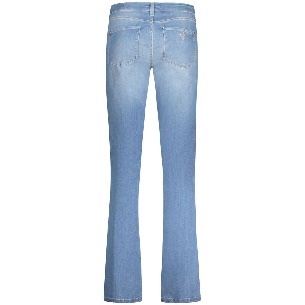 Jeans by Guess Jeans for women in stretch organic cotton denim & polyester light-blue features an sartorial and long with a mid rise cut for a sartorial finish.