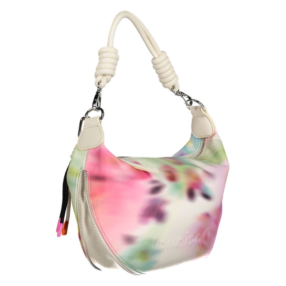 Desigual White Multicolour Faux Leather Midsize Out-of-Focus Handbag