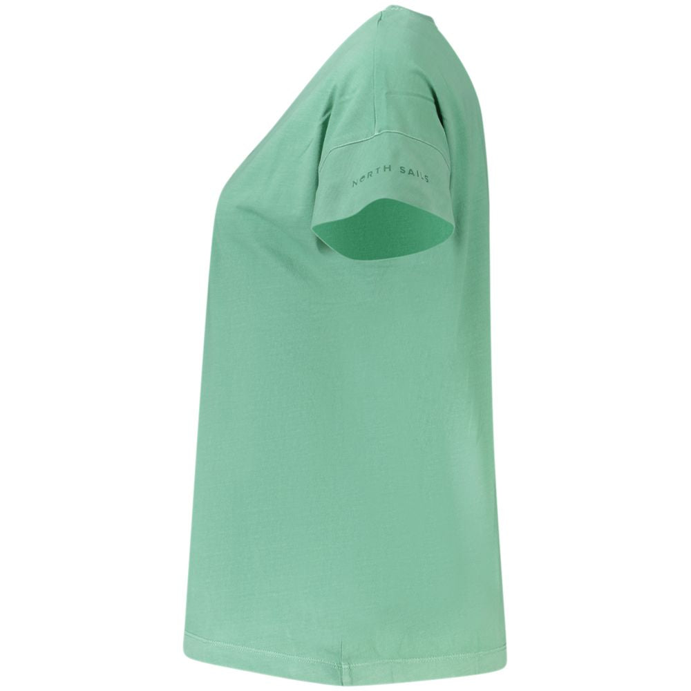 T-Shirt by North Sails for women in cotton green & print showcases a dramatic silhouette, elegantly detailed with a dramatic and for a truly dramatic finish.