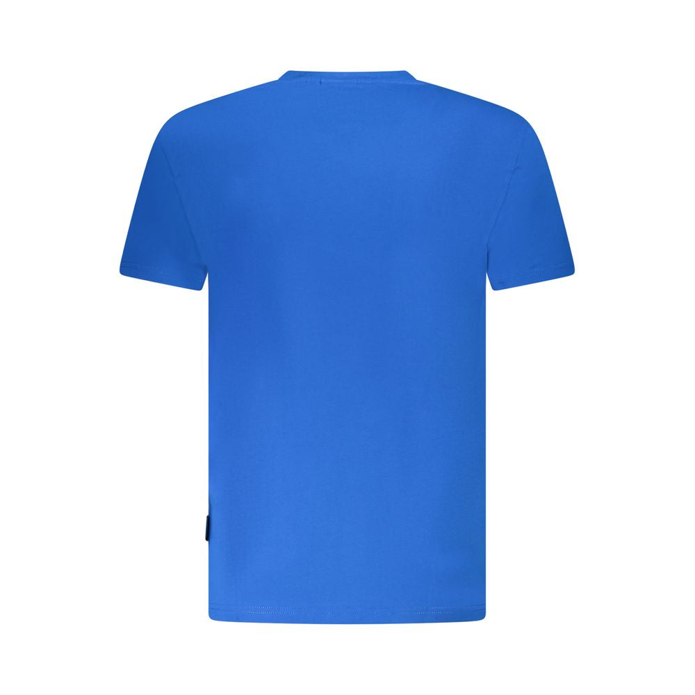 T-Shirt by Napapijri for men in cotton canvas blue showcases a fashionable silhouette, elegantly detailed with a fashionable and for a sophisticated, high-fashion look.