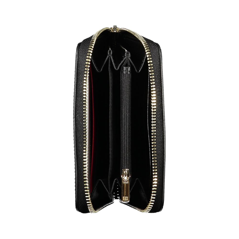 Cardholder Wallet by Tommy Hilfiger for women in polyester & polyethylene black showcases a discerning silhouette, artfully capturing the essence of Polyester & Polyethylene Cardholder Wallet with its functional card-organization compact-design eco-friendly coin-purse.