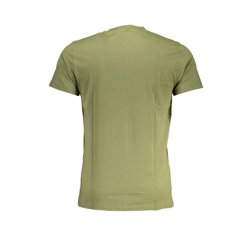 T-Shirt by Cavalli Class for men in cotton green & print showcases a unassuming silhouette, artfully detailed with a refined crew neckline and unassuming for a sophisticated, contemporary look.