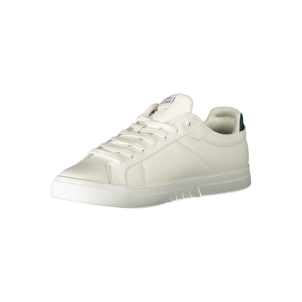 Sneakers by Tommy Hilfiger for men in polyester polyethylene leather green & white features an opulent silhouette from the Men's Fashion Polyester Polyethylene Leather Sneakers collection, showcasing a signature fashion style with an opulent finish.
