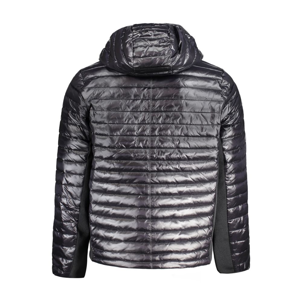 Hooded Windbreaker Jacket by Calvin Klein for men in nylon black showcases a urban chic silhouette, detailed with a urban chic and functional pockets, hooded & windproof for a polished finish.