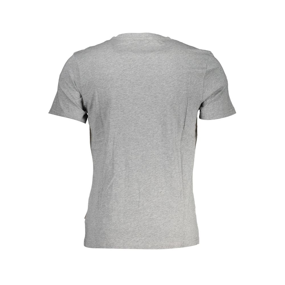 T-Shirt by Napapijri for men in cotton brown, gray & print showcases a chic silhouette, artfully detailed with a chic crew neckline and for a chic finish.