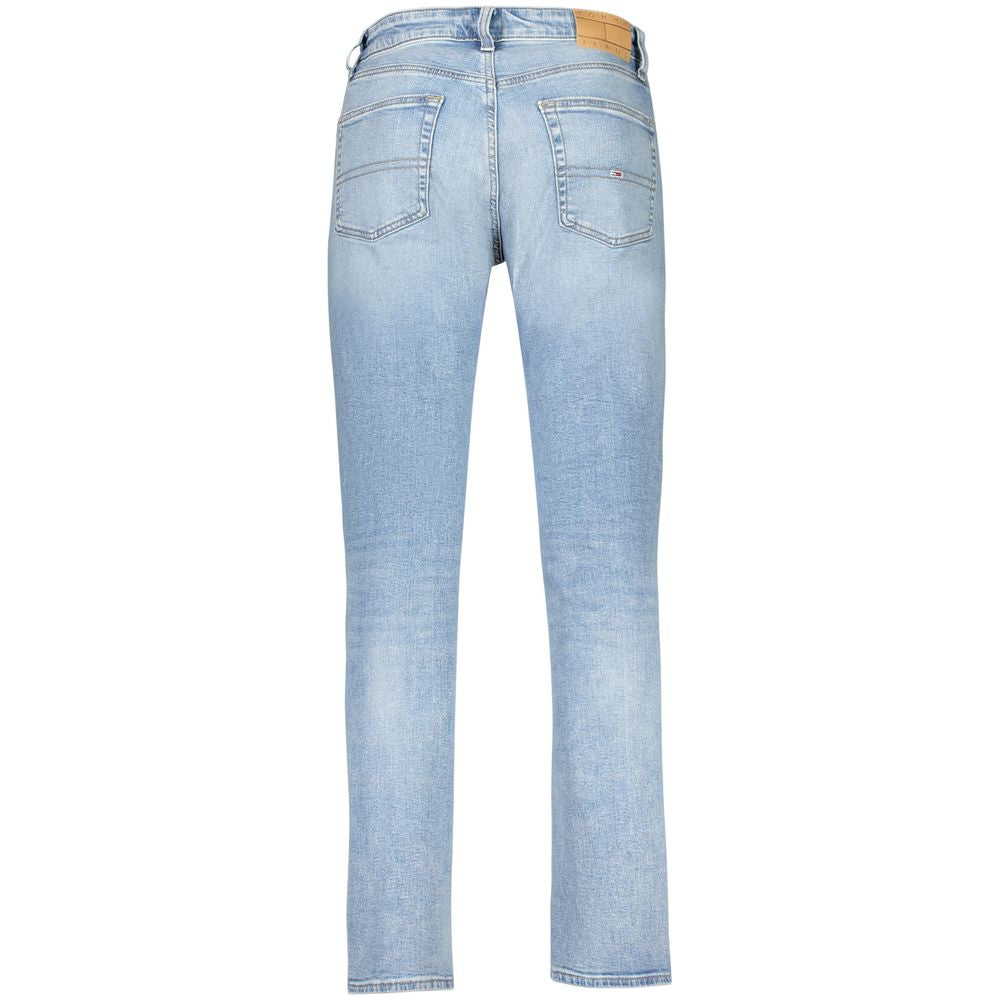 Jeans by Tommy Hilfiger for men in stretch denim cotton blue presents a refined pantology silhouette, artfully defined by a refined pantology slim, long, and a sophisticated .