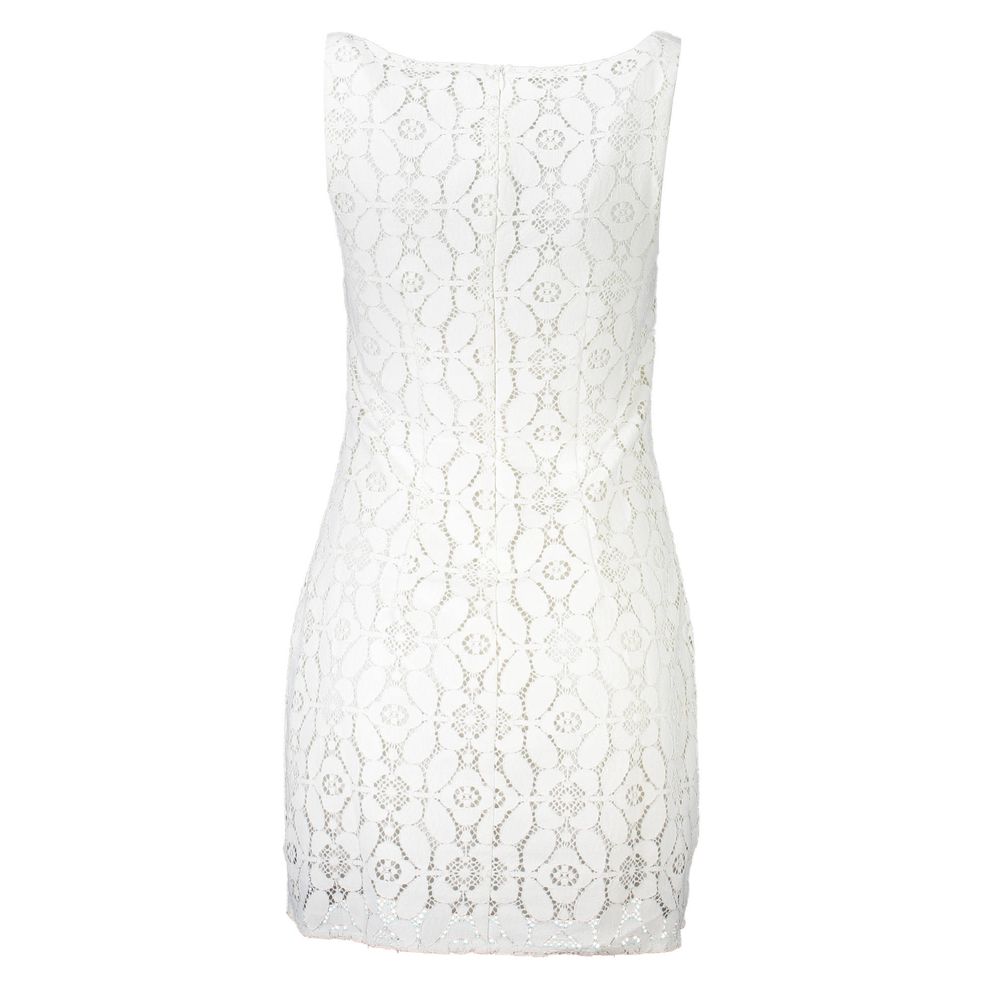 Desigual White Polyester Lace Mini Sheath Dress